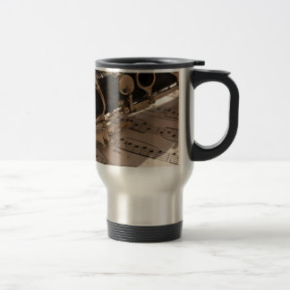 Clarinet and Music Sheets Travel Mug