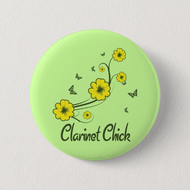 Clarinet Chick 6 Cm Round Badge (Front)