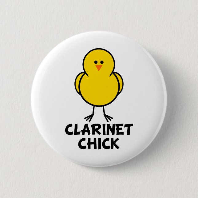 Clarinet Chick 6 Cm Round Badge (Front)