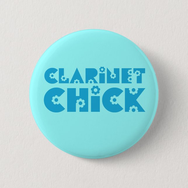 Clarinet Chick 6 Cm Round Badge (Front)