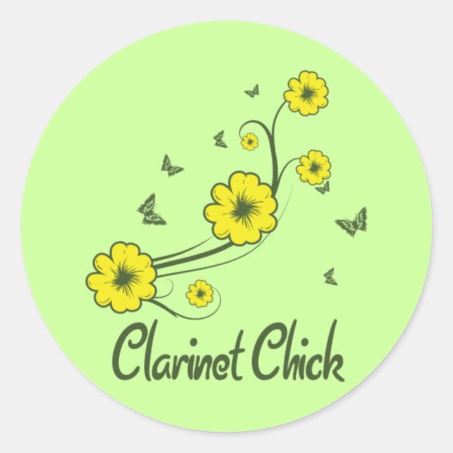 Clarinet Chick Classic Round Sticker (Front)