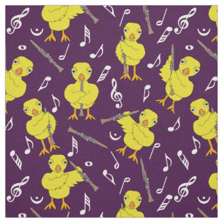 Clarinet Chick Music Notes Fabric