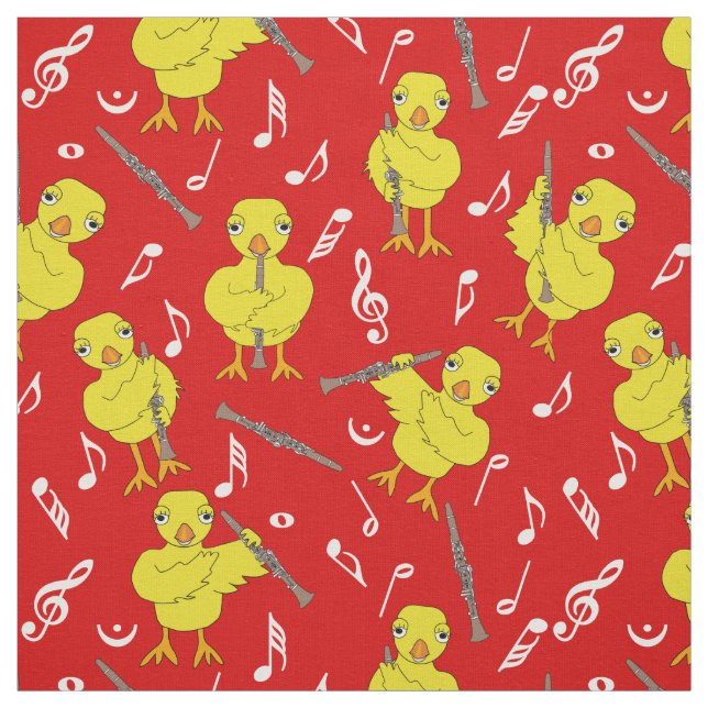 Clarinet Chick Music Notes Fabric (Swatch)
