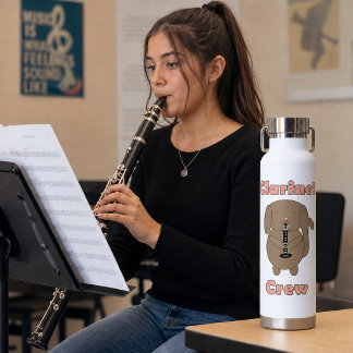 Clarinet Crew Brown Dog Funny Water Bottle