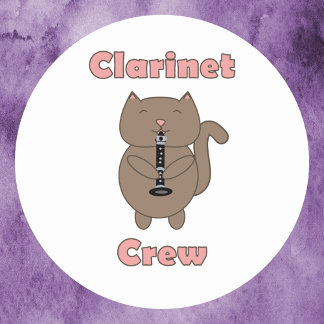 Clarinet Crew Cat Pink Classic Round Sticker