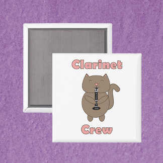 Clarinet Crew Pink Cat Brown Funny Magnet