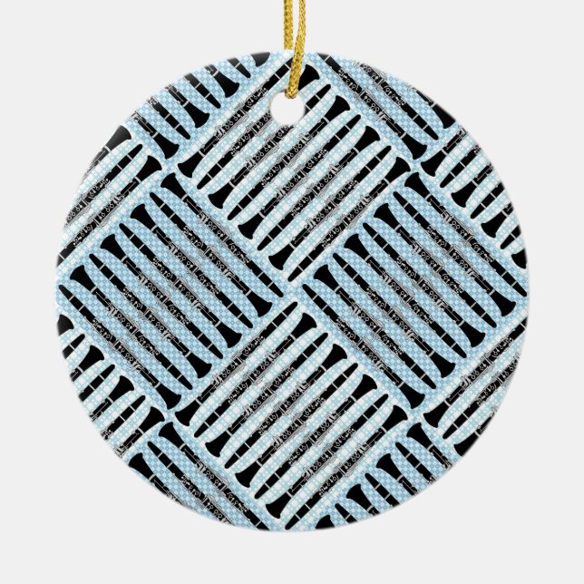 Clarinet Crosshatch Ceramic Tree Decoration (Front)