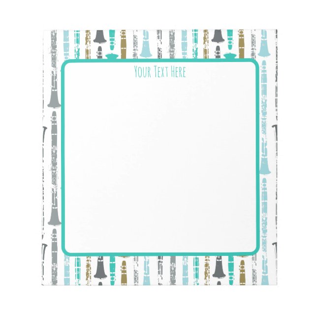 Clarinet Customisable Musical Instrument Gift Notepad (Front)