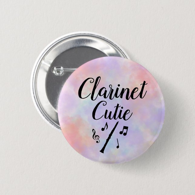 Clarinet Cutie Watercolor Music Button (Front & Back)
