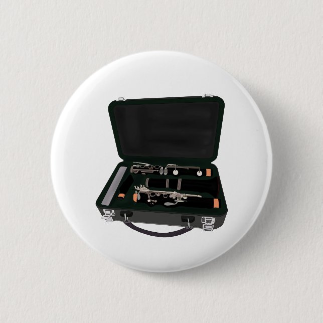 Clarinet Disassembled Inside a Suitcase 6 Cm Round Badge (Front)