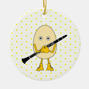 Clarinet Egghead Ceramic Tree Decoration