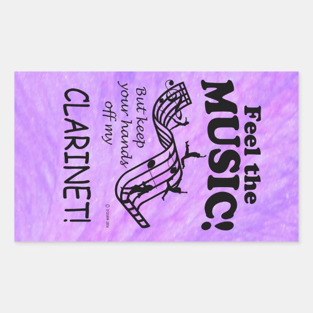 Clarinet Feel The Music Rectangular Sticker (Front)