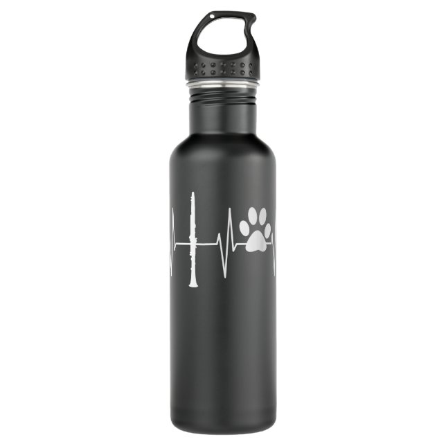 Clarinet Funny Dog Lover Clarinetist Clarinet Play 710 Ml Water Bottle (Front)