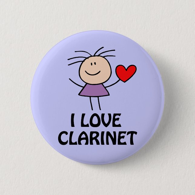Clarinet Girl 6 Cm Round Badge (Front)