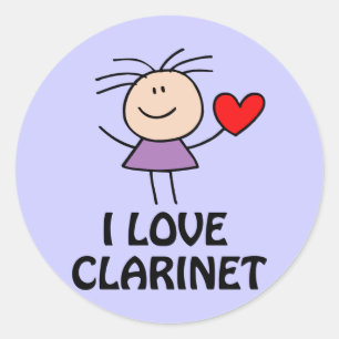 Clarinet Girl Classic Round Sticker