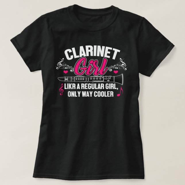 Clarinet Girl Funny Cute Marching Band Gifts Match T-Shirt (Design Front)