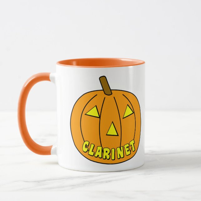 Clarinet Halloween Pumpkin Mug (Left)