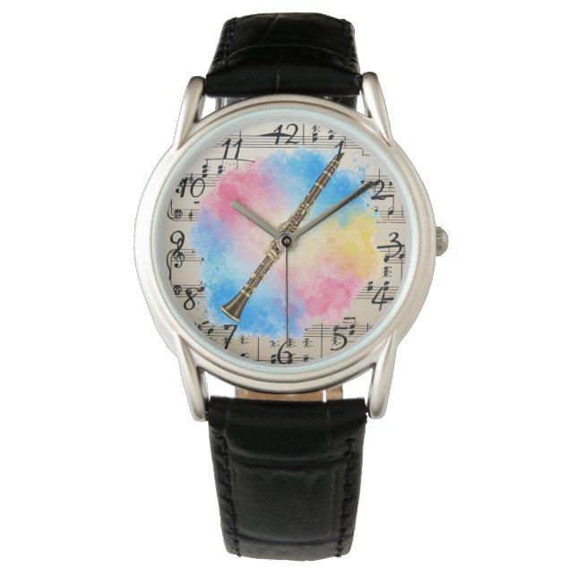 Clarinet Harmony: Colourful Watercolors  Watch (Front)