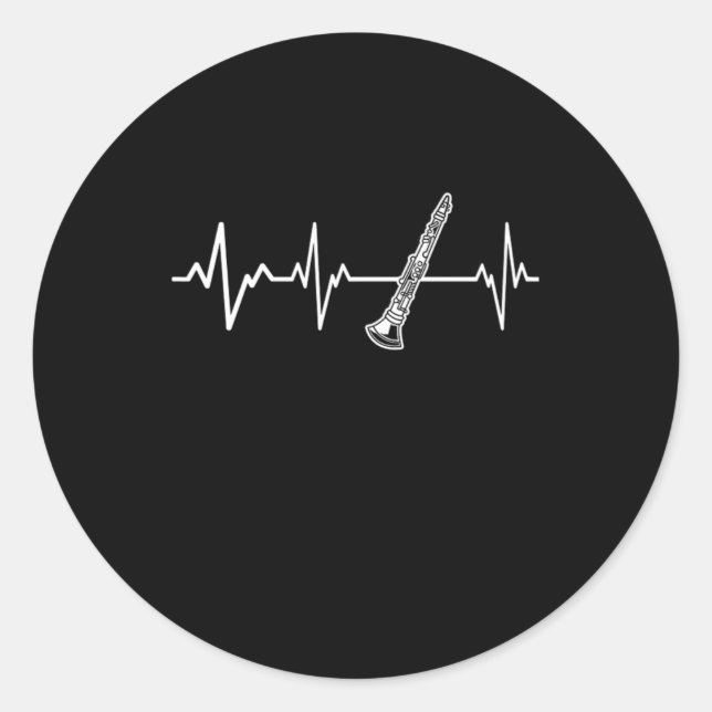 Clarinet Heartbeat Classic Clarinetist Gift Idea Classic Round Sticker (Front)