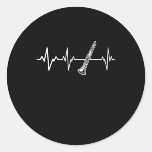 Clarinet Heartbeat Classic Clarinetist Gift Idea Round Sticker