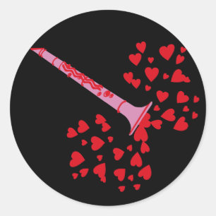 Clarinet Hearts Classic Round Sticker