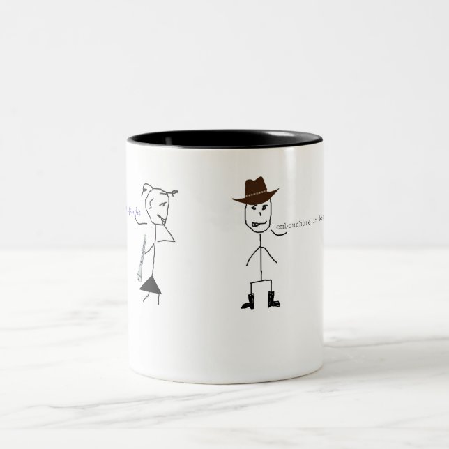 Clarinet Humour Cowboy Two-Tone Coffee Mug (Center)