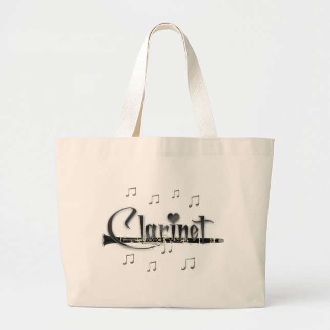 Clarinet I Love Clarinet Large Tote Bag (Front)