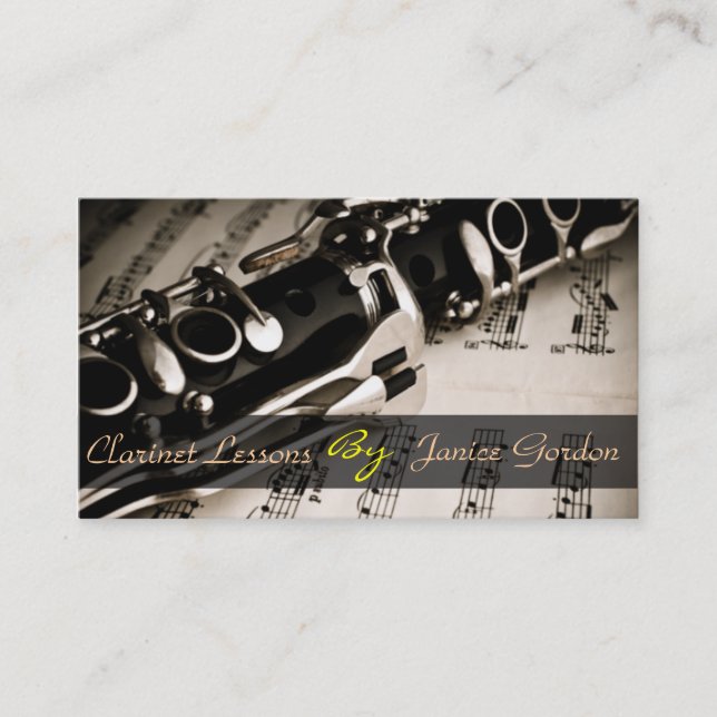 clarinet Lessons Instrument Music Instructor Business Card (Front)