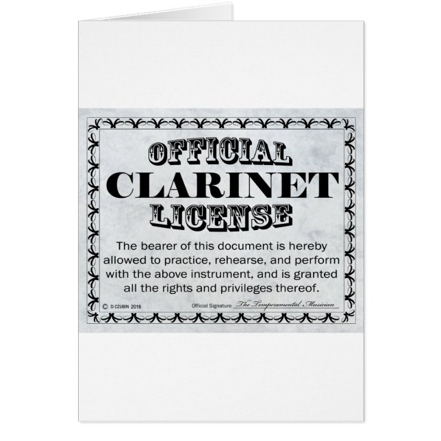 Clarinet License (Front)
