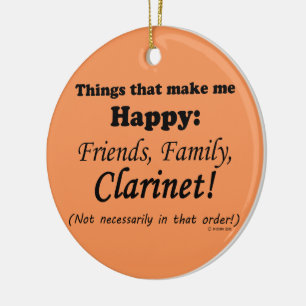 Clarinet Makes Me Happy Ceramic Tree Decoration