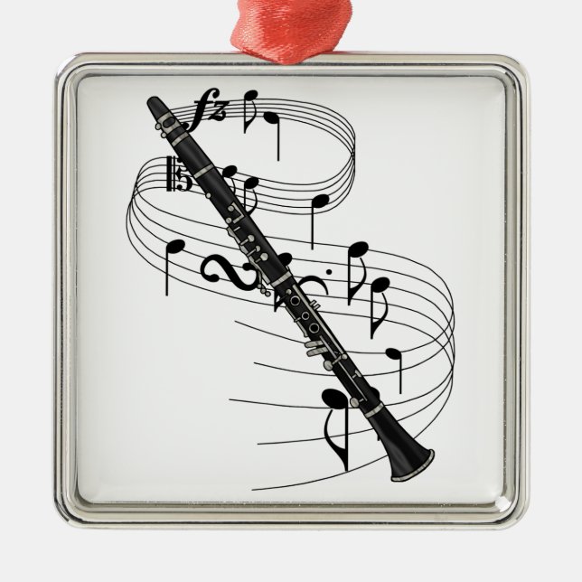 Clarinet Metal Tree Decoration (Front)