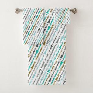 Clarinet Music Marching Band Musician Gift Bath Towel Set