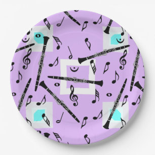 Clarinet Music Note Pattern Paper Plate