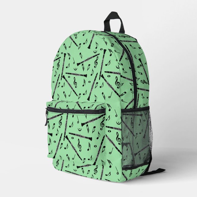 Clarinet Music Notes Printed Backpack (Back Corner Right)