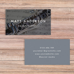 Clarinet Music Sheet Blue Modern Business Card