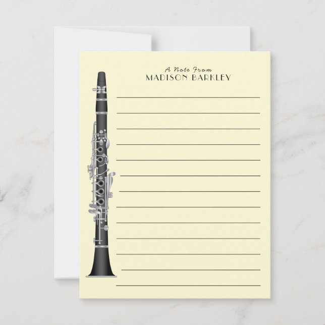 Clarinet Music Teacher Band Musician Thank You Card (Front)