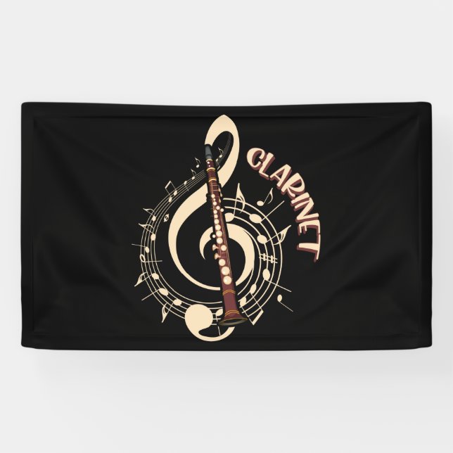 Clarinet Musical Instrument Music Lovers Banner (Horizontal)