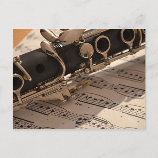 Clarinet musical instrument with notation postcard (Front)
