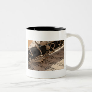 Clarinet musical instrument with notation Two-Tone coffee mug