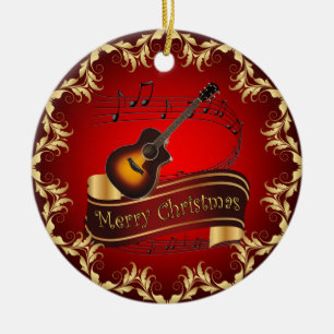 Clarinet ~ Musical Scroll ~ Merry Christmas ~  Ceramic Tree Decoration