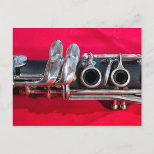 Clarinet on Red Postcard