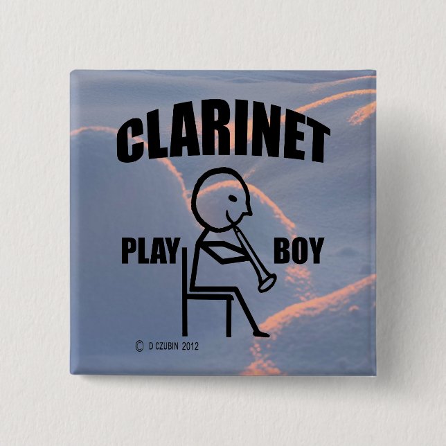 Clarinet Play Boy 15 Cm Square Badge (Front)