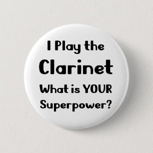 clarinet player 6 cm round badge