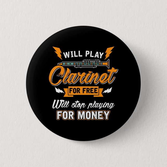 Clarinet Player Music Funny Band 6 Cm Round Badge (Front)