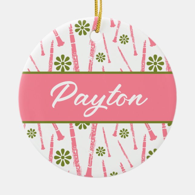Clarinet Player Musician Gift Personalised Ceramic Tree Decoration (Front)