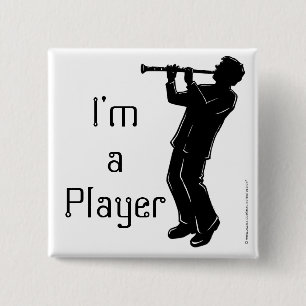 Clarinet Player Silhouette Button