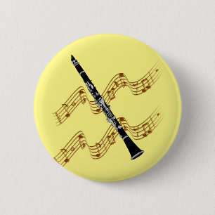 Clarinet, popular design, 6 cm round badge