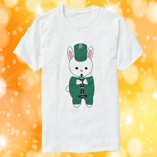 Clarinet Rabbit Marching Band Green White T-Shirt