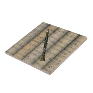 Clarinet  ~ Rolled Sheet Music Background ~ Music Tile
