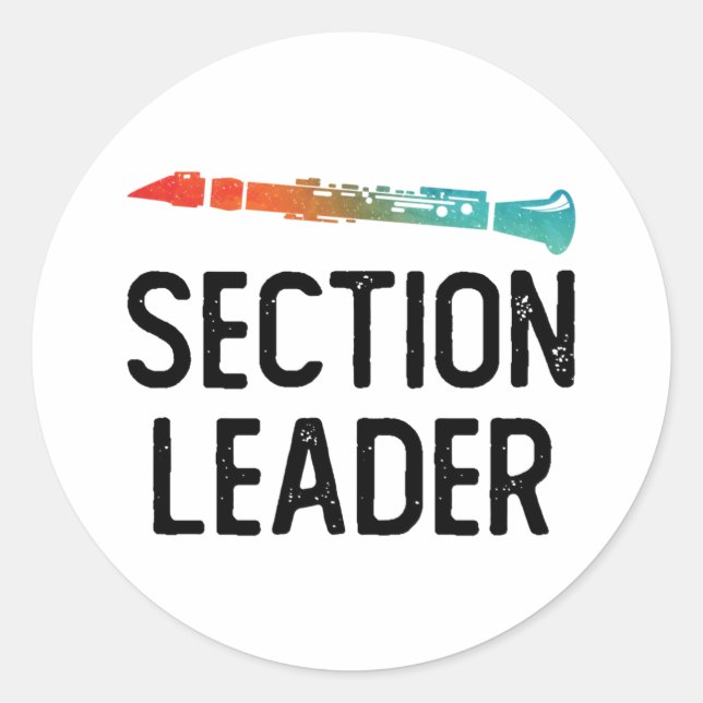 Clarinet Section Leader Marching Band Classic Round Sticker (Front)